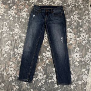 Level 99 Dark Wash Distressed Skinny Straight Jeans – Size 25